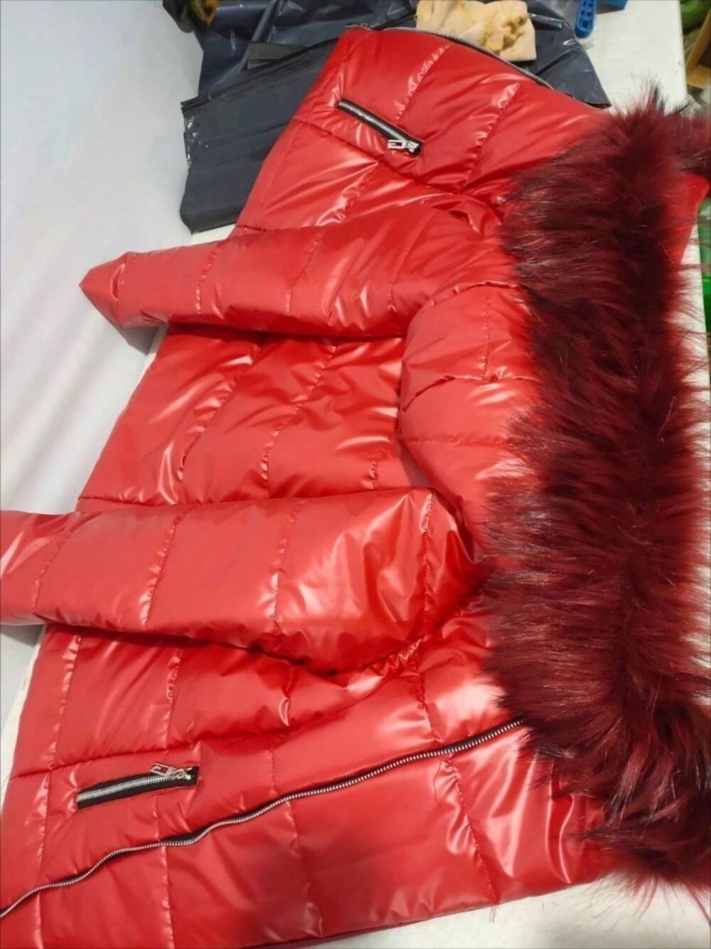 Red Casual Women's Down Cotton-Padded Jacket - Picture 4 of 4